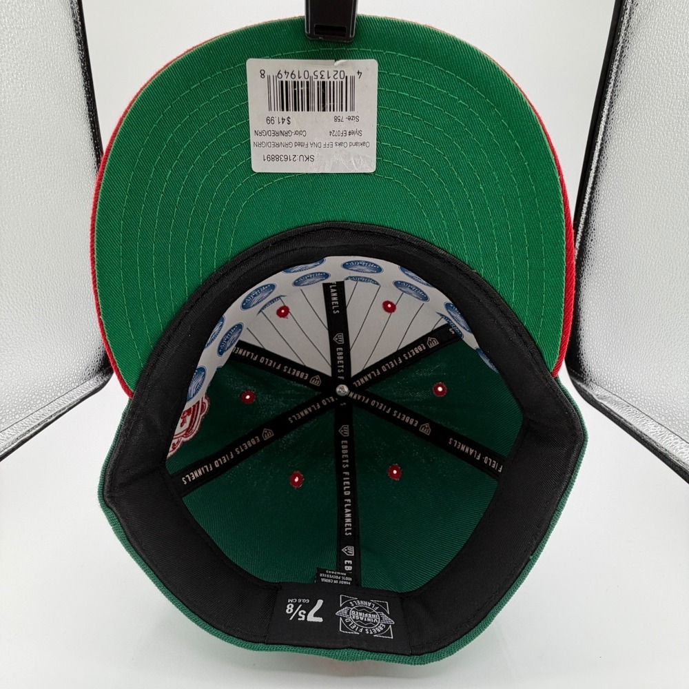 Oakland Oaks Logo Patch Ebbets Field Flannels ABA 2 Tone Fitted Hat 7 5/8 NEW - Picture 7 of 11